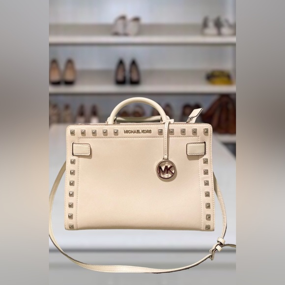 Michael Kors 2 Pc Set Studded Rayne Medium Shoulder Bag w/Shoulder Strap Optic - Picture 5 of 7